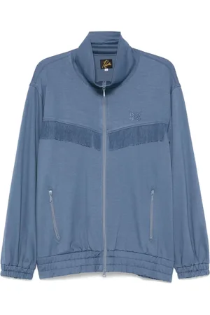Pins & Needles Sweathshirts & Hoodies, Herre, Blå, L, Blå Lynlås-Front Broderet overtøj