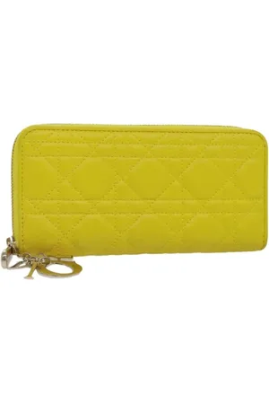 Dior Pre-owned, Dame, Gul, ONE SIZE, Tyl, Pre-owned Laeder punge