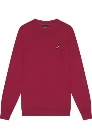 Lyle & Scott Strik, Herre, Rød, L, Bomuld, Strikket Bomuld Merino Rund Hals Pullover