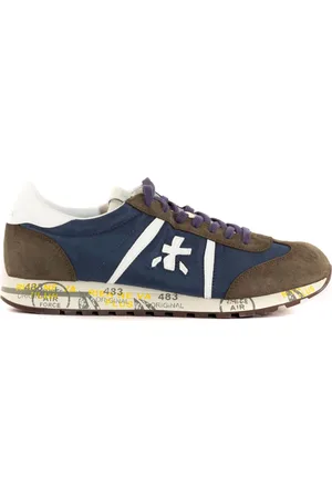 Premiata Sko, Herre, Flerfarvet, 40 EU, Nylon, Brun Ruskind og Blå Nylon Sneakers