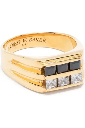 Ernest W. Baker Tilbehør, Herre, Gul, 59 MM, Sort & Hvid Sten Ring