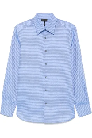Emporio Armani Skjorte, Herre, Blå, 2XL, Lyseblå Knappet Skjorte Langærmet