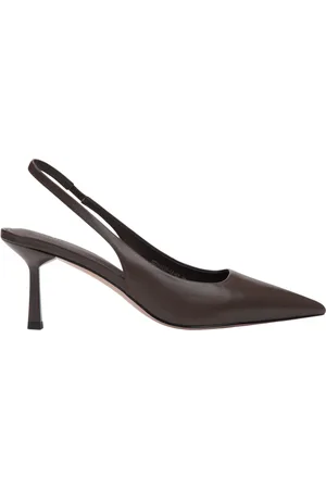 Estro Sko, Dame, Brun, 37 EU, Læder, Kvinders Mørkebrune Læder Slingback Højhælede Pumps