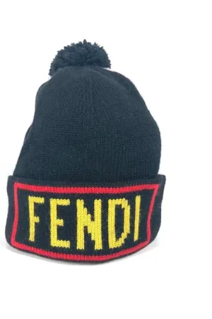 Fendi Pre-owned, Dame, Sort, ONE SIZE, Uld, Pre-owned Uld hatte