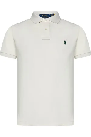 Ralph Lauren Top, Herre, Hvid, 2XL, Bomuld, Ikonisk Piqué Custom Slim Fit Polo