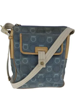 Salvatore Ferragamo Pre-owned, Dame, Blå, ONE SIZE, Uld, Pre-owned Canvas skuldertasker