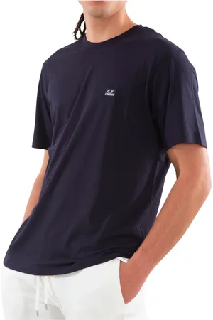 C.P. Company Top, Herre, Blå, M, Logo Patch Tee i Jersey Stil