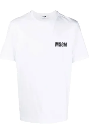 Msgm Top, Herre, Hvid, M, Bomuld, Logo Print Bomuld T-shirt Hvid