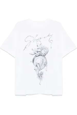 Givenchy Top, Herre, Hvid, L, Bomuld, Krystal og Slange Print T-Shirt