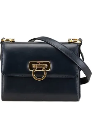 Salvatore Ferragamo Pre-owned, Dame, Blå, ONE SIZE, Uld, Pre-owned Laeder skuldertasker