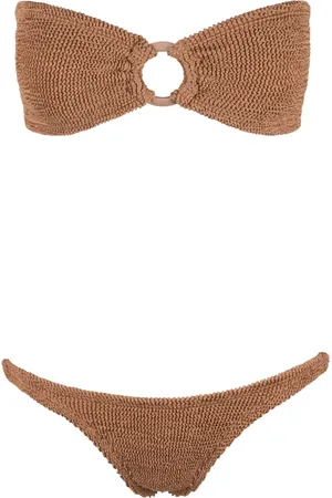 Hunza G Badetøj, Dame, Brun, ONE SIZE, Krøllet Bandeau Bikini med Ringdetalje
