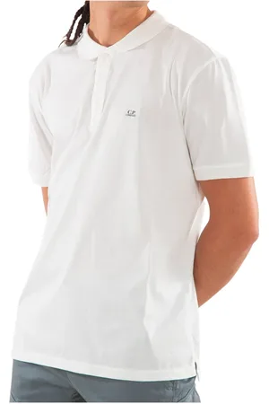 C.P. Company Top, Herre, Hvid, M, Logo Patch Polo Shirt