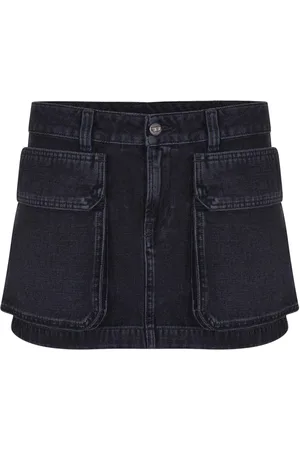 Diesel Nederdel, Dame, Sort, W26, Denim, Sort Nederdel med Oval Logo Plaque