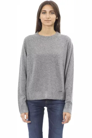BALDININI Sweathshirts & Hoodies, Dame, Grå, M, Uld, Grå uldsweater med rund hals