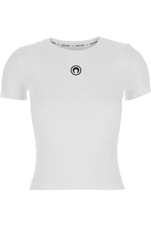 Marine Serre Top, Dame, Hvid, M, Bomuld, Måne Logo Baby Fit T-Shirt