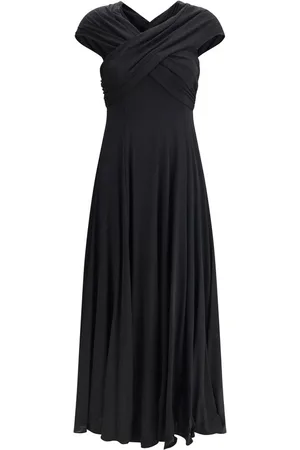 Khaite Kjole, Dame, Sort, L, Uld, Rufflet Off-Shoulder Maxi Kjole