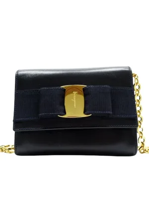 Salvatore Ferragamo Pre-owned, Dame, Blå, ONE SIZE, Uld, Pre-owned Laeder skuldertasker
