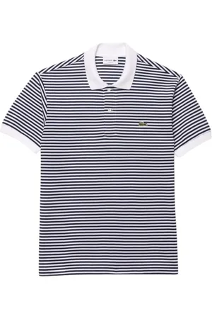 Lacoste Top, Herre, Blå, 2XL, Bomuld, Klassisk Stribet Polo Skjorte