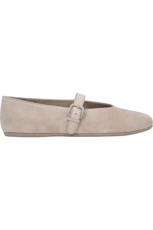 Estro Sko, Dame, , 37 EU, Kvinders Lyse Spænde Ballet Flats lavet af Blød Ægte Velour