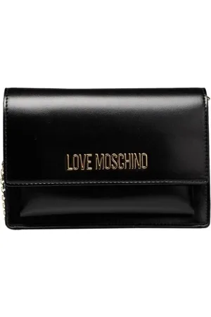Moschino Taske, Dame, Sort, ONE SIZE, Uld, Kæde Skuldertaske med Logo Front