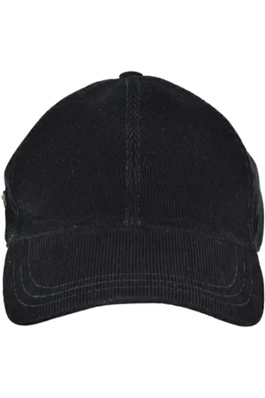 Prada Tilbehør, Herre, Sort, XL, Bomuld, Ribbet bomuldshat med logoplade