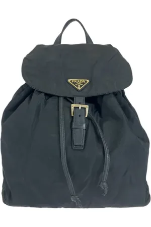Prada Pre-owned, Dame, Sort, ONE SIZE, Uld, Pre-owned Canvas rygsaekke