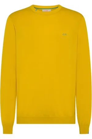 sun68 Strik, Herre, Gul, XL, Bomuld, Basic langærmet sweater i gul
