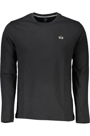 La Martina Top, Herre, Sort, M, Bomuld, Klassisk Rund Hals Broderet T-Shirt