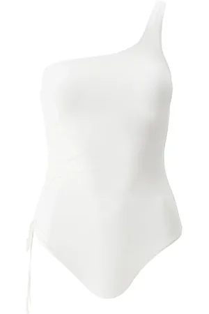 Melissa Odabash Badetøj, Dame, Hvid, XS, Uld, Ivory One Shoulder Swimsuit med Ruching