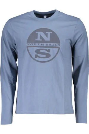 North Sails Top, Herre, Blå, 2XL, Bomuld, Blå Bomuld Langærmet Logo T-shirt