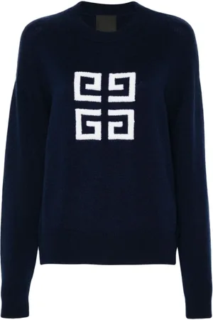 Givenchy Strik, Dame, Blå, S, Cashmere, Marineblå Cashmere Striktrøje