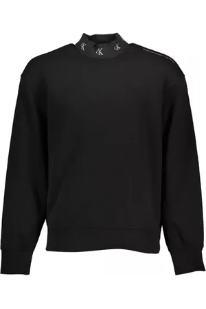 Calvin Klein Sweathshirts & Hoodies, Herre, Sort, XL, Bomuld, Sort bomuldssweater med lange ærmer og logo