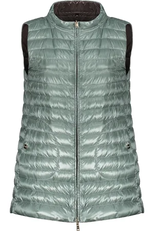 HERNO Jakke, Dame, Grøn, S, Bomuld, Vendbar Polstret Bodywarmer med Logodetalje