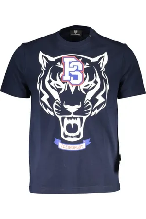 Philipp Plein Top, Herre, Blå, S, Bomuld, Fed Blå Bomuld T-shirt