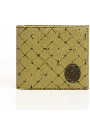 Trussardi Tilbehør, Herre, Grøn, ONE SIZE, Læder, Monogram Læder Pung med 70ers Print