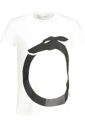 Trussardi Top, Herre, Hvid, XL, Bomuld, Bomuld Logo Print Kortærmet T-shirt