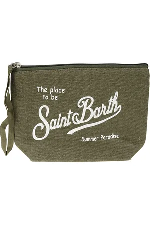 MC2 SAINT BARTH Taske, Herre, Grøn, ONE SIZE, Linned, Linned Håndledsrem Pung med Logo