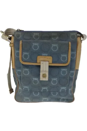 Salvatore Ferragamo Pre-owned, Dame, Blå, ONE SIZE, Uld, Pre-owned Denim skuldertasker