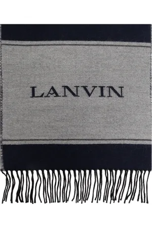 Lanvin Tilbehør, Dame, Grå, ONE SIZE, Uld, Uldtørklæde med logo