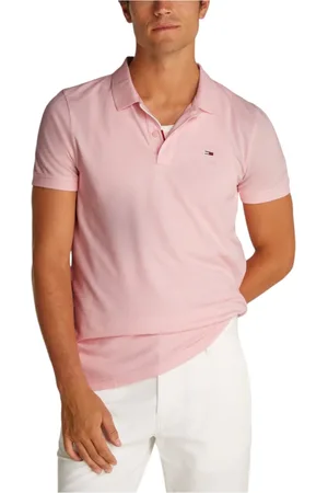 Tommy Hilfiger Top, Herre, Lyserød, XL, Bomuld, Kortærmet Polo i Bomuldskollektion