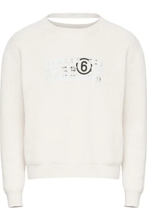 Maison Margiela Strik, Herre, Hvid, XL, Bomuld, Hvid Bomuld Grafisk Sweater