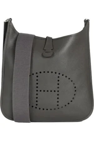 Hermès Pre-owned, Dame, Grå, ONE SIZE, Uld, Pre-owned Laeder skuldertasker
