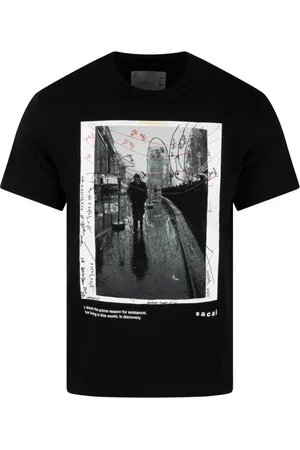 SACAI Top, Herre, Sort, 2XS, Bomuld, Grafisk Print Bomuld T-Shirt
