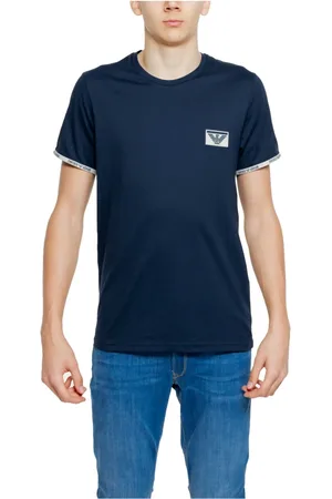 Emporio Armani Top, Herre, Blå, XS, Bomuld, Bomuld Herre T-Shirt Forår/Sommer Kollektion