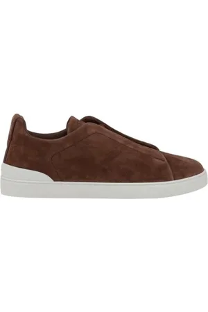 Ermenegildo Zegna Sko, Herre, Brun, 40 EU, Logoed Slip-On Sneakers