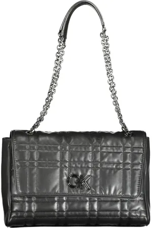 Calvin Klein Taske, Dame, Sort, ONE SIZE, Uld, Sort Skuldertaske med Kædehank