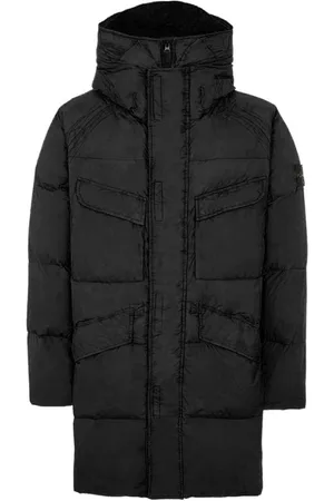 Stone Island Frakke, Herre, Sort, M, Nylon, Sort Nylon Dunjakke med Hætte