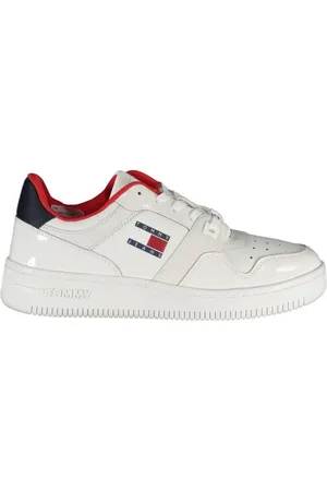Tommy Hilfiger Sko, Dame, Hvid, 37 EU, Polyester, Polyester Sportssneaker med Kontrastdetaljer og Logo