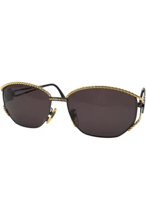 Fendi Pre-owned, Dame, Sort, ONE SIZE, Uld, Pre-owned Metal solbriller
