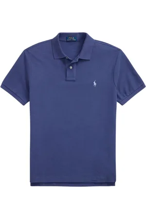 Ralph Lauren Top, Herre, Blå, 2XL, Bomuld, Ikonisk Piqué Custom Slim Fit Polo